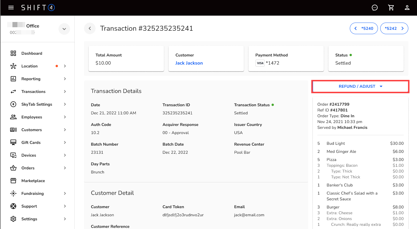 Perform a Tip Refund or Adjustment in Lighthouse Business Manager