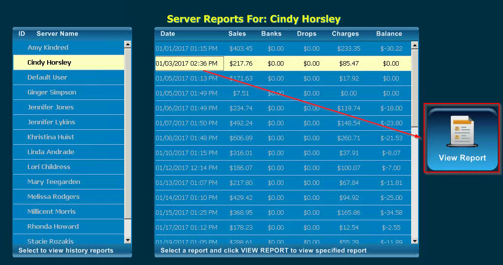 Server Summary in QSR & Delivery Shift4 Knowledge